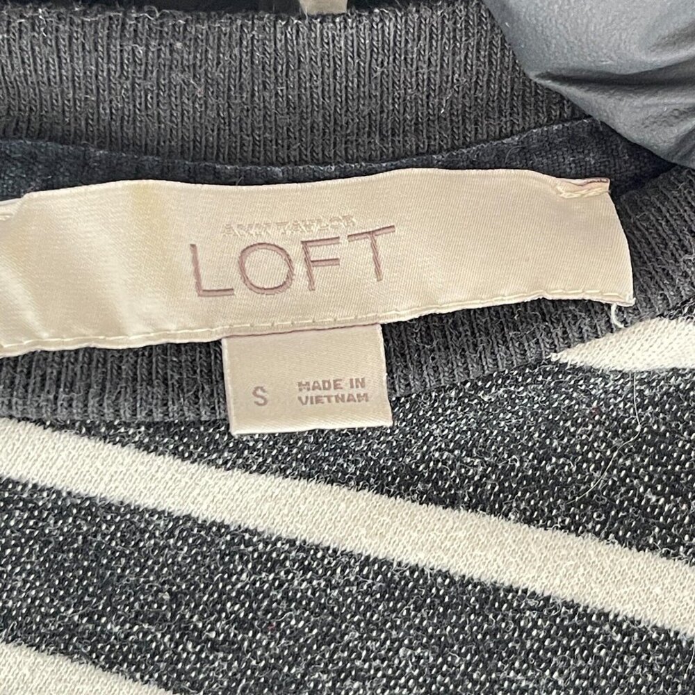 LOFT Dark Gray and White Striped Casual Dress - Picture 8 of 14